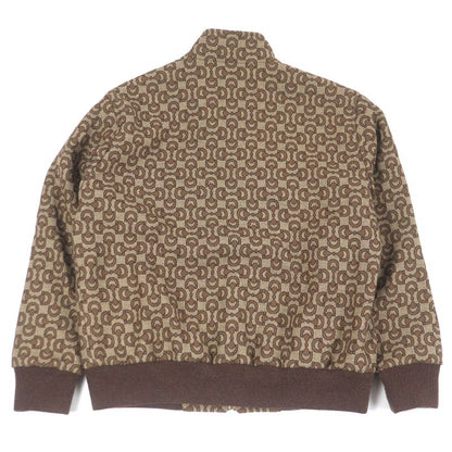 Gucci 694157 Wool Silk Horsebit Allover Pattern Jacquard Blouson Jacket Brown