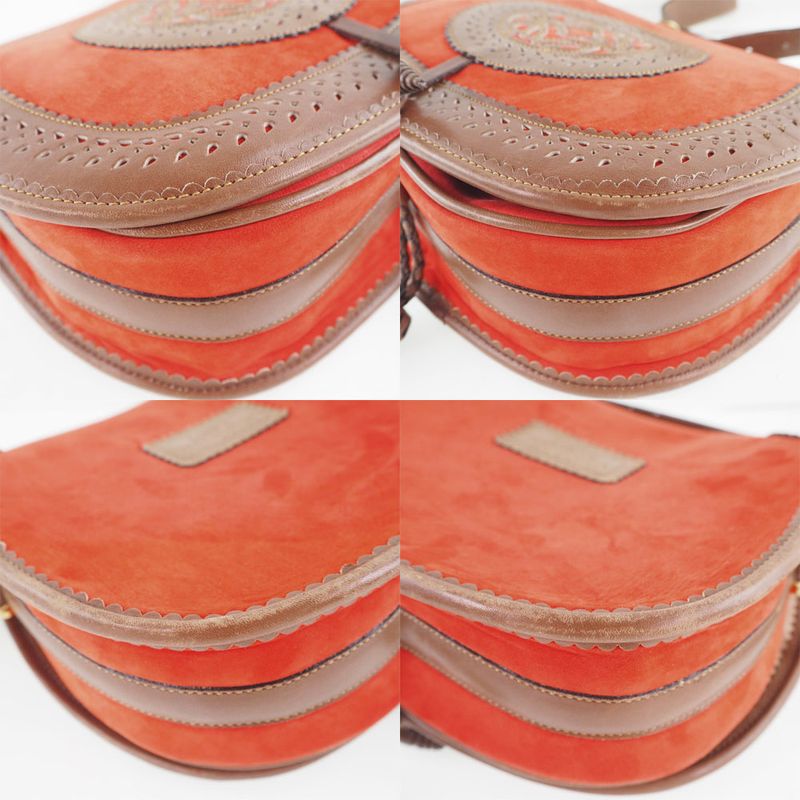 Loewe Seville Collection Anagram Suede And Leather Orange Ladies Shoulder Bag