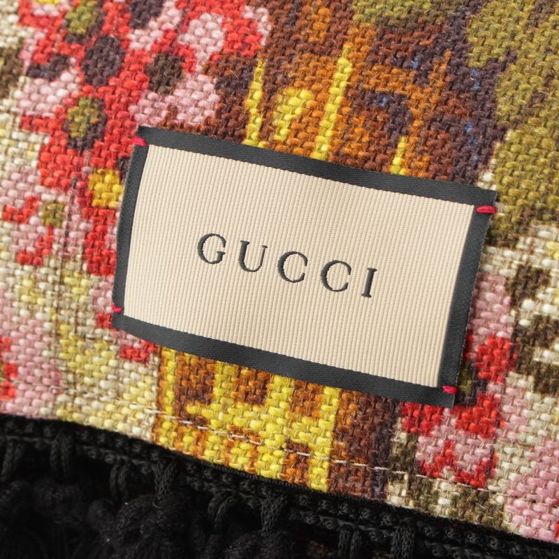 Gucci Fabric Feather Flower GG BEE Embroidered Fringe Pillow Cushion Interior