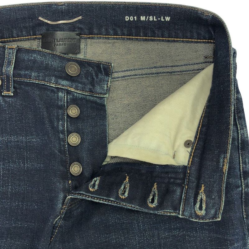 Saint Laurent Paris 16ss D01 M Sl-Lw Skinny Denim Pants 397136 Indigo Blue 27