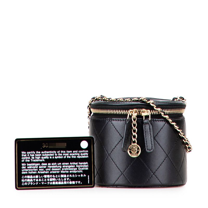 Chanel Matelasse Coco Mark Chain Vanity Bag Shoulder Bag Black Lambskin Ladies