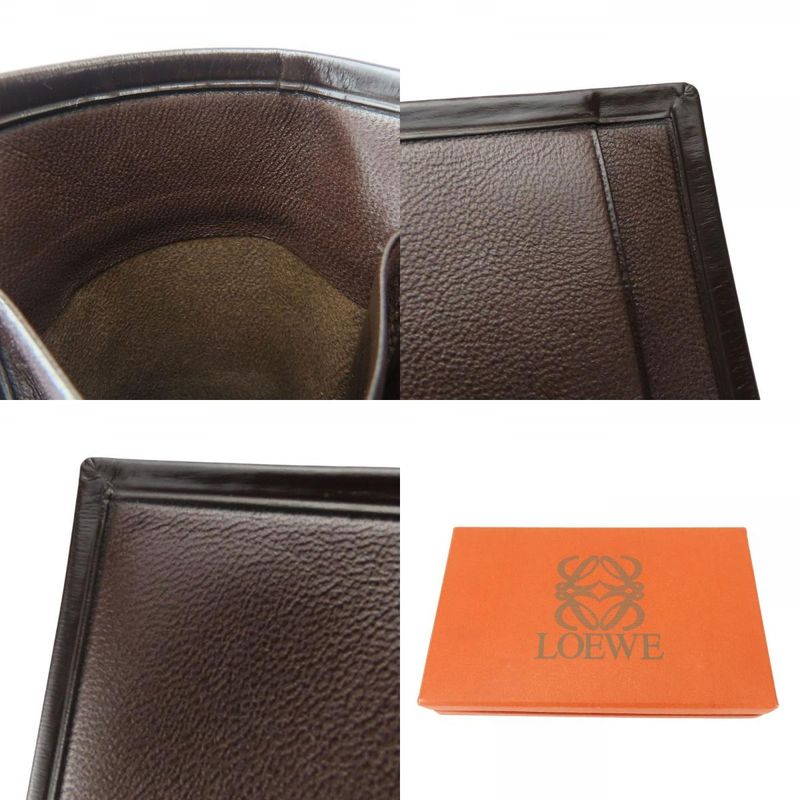 Loewe Wallet Leather Dark Crown Bifold Long Wallet Chic Men Loewe