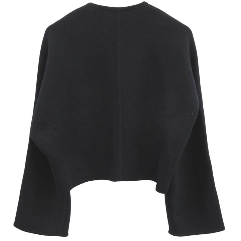 Hermes Collarless Knit Jacket Reversible Model Wool/cashmere Black Outerwear