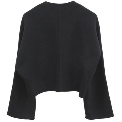 Hermes Collarless Knit Jacket Reversible Model Wool/cashmere Black Outerwear
