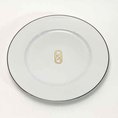 Fendi Orlock Logo Plate Set of 2 Tableware Collection Plate Box Included