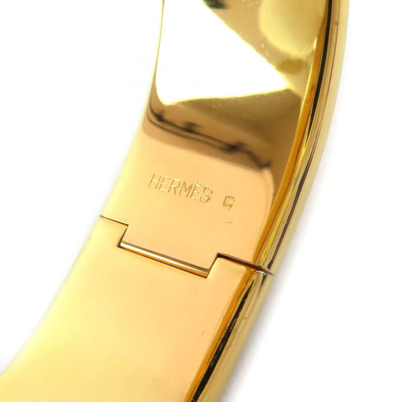 Hermes Roque Emile GM Fan Pattern Cloisonne Bangle Bracelet Accessory Gold