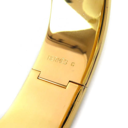 Hermes Roque Emile GM Fan Pattern Cloisonne Bangle Bracelet Accessory Gold