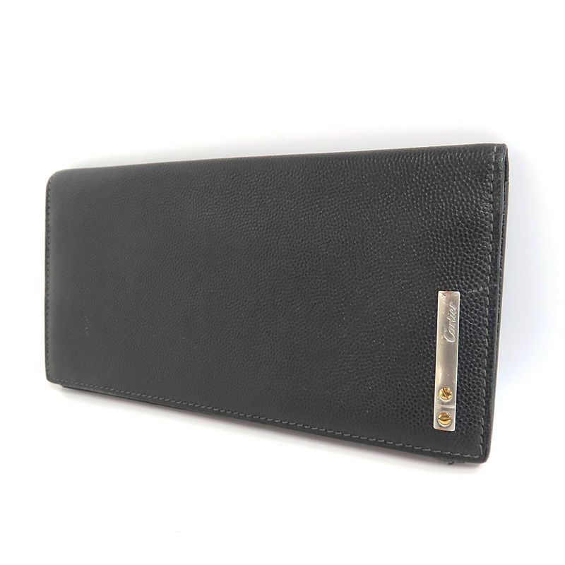 Cartier Santos Bifold Bill Holder Leather Black Men's