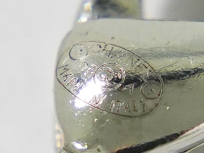 Authentic Chanel Coco Mark Ball Rhinestone Necklace Pendant Metal Silver