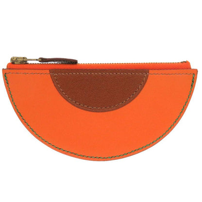 Hermes Fruit Orange Leather Orange Brown □F Engraved Coin Case Coin Purse