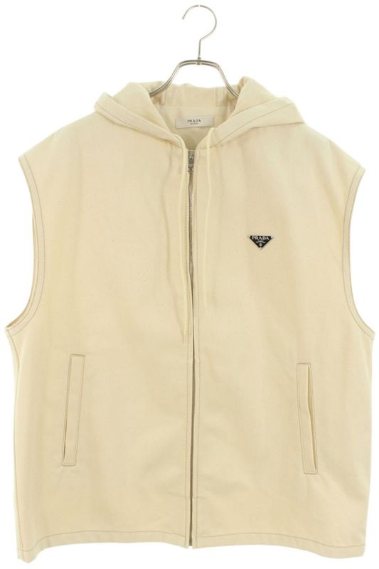 Prada 23SS Geb220 Triangle Plate Hooded Vest Men's S