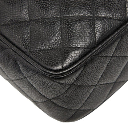 Chanel Matelasse Coco Mark Crossbody Shoulder Bag Black Caviar Skin Women Chanel