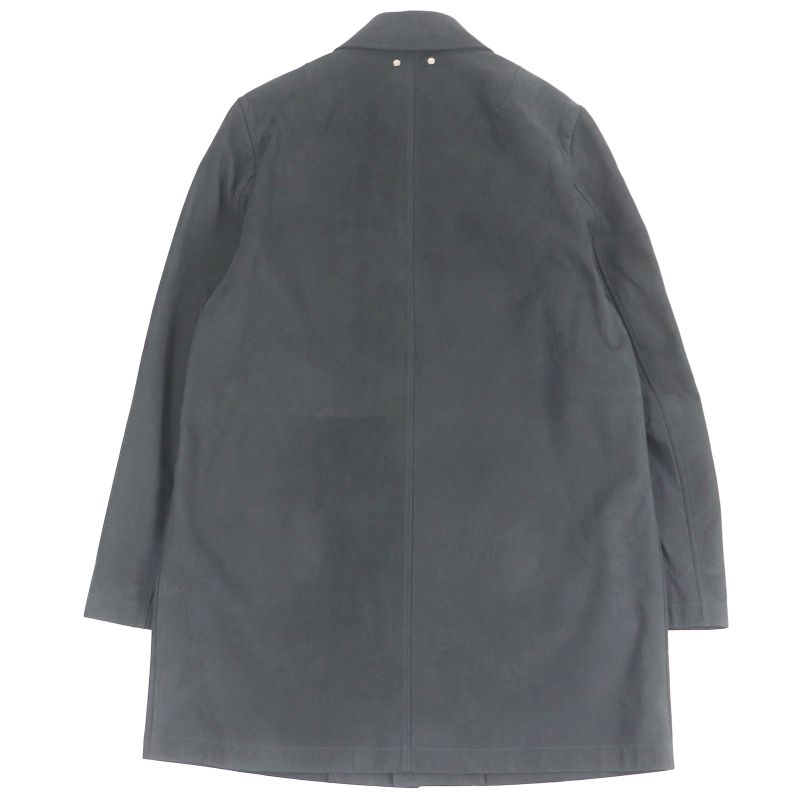 Louis Vuitton Sheepskin Fly Front Suede Leather Stencil Collar Coat Gray 46