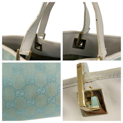 Gucci Mint Light Blue Gold Hardware GG Canvas/leather 002 1098 Tote Bag