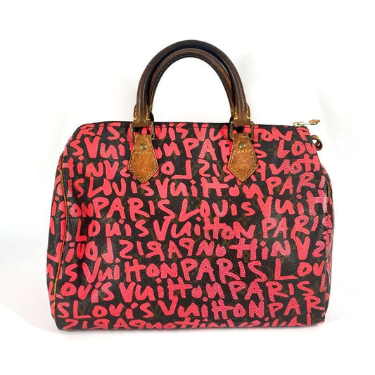 Louis Vuitton Speedy 30 M93704 Monogram Graffiti Canvas Fuchsia Pink