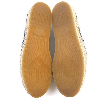 Louis Vuitton LV Logo Embroidery Striped Pattern Partially Suede Espadrilles