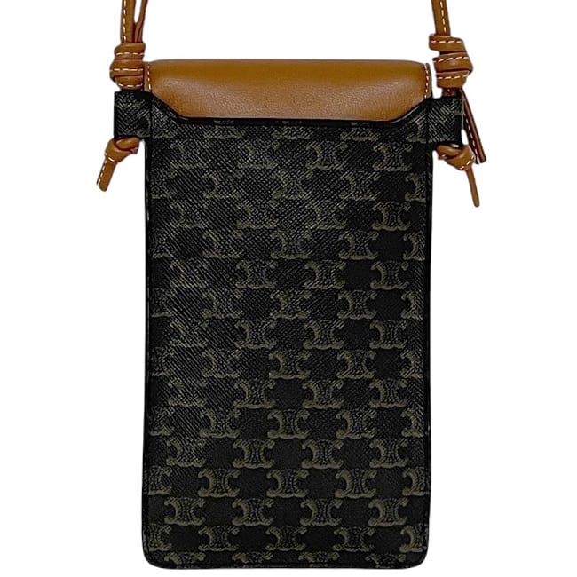 Celine Shoulder Bag Fon Shoulder Black Brown Triomphe