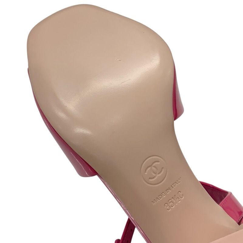Chanel Sandals Shoes Patent Pink Unused Here Mark Strap