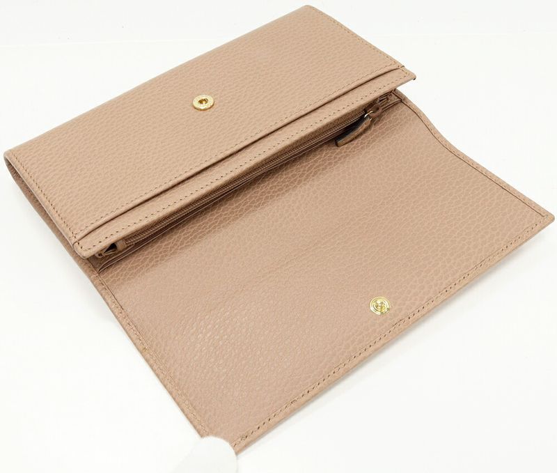 Gucci Zipper Long Wallet With Coin Purse GG Marmont Calfskin Dusty Pink Gold
