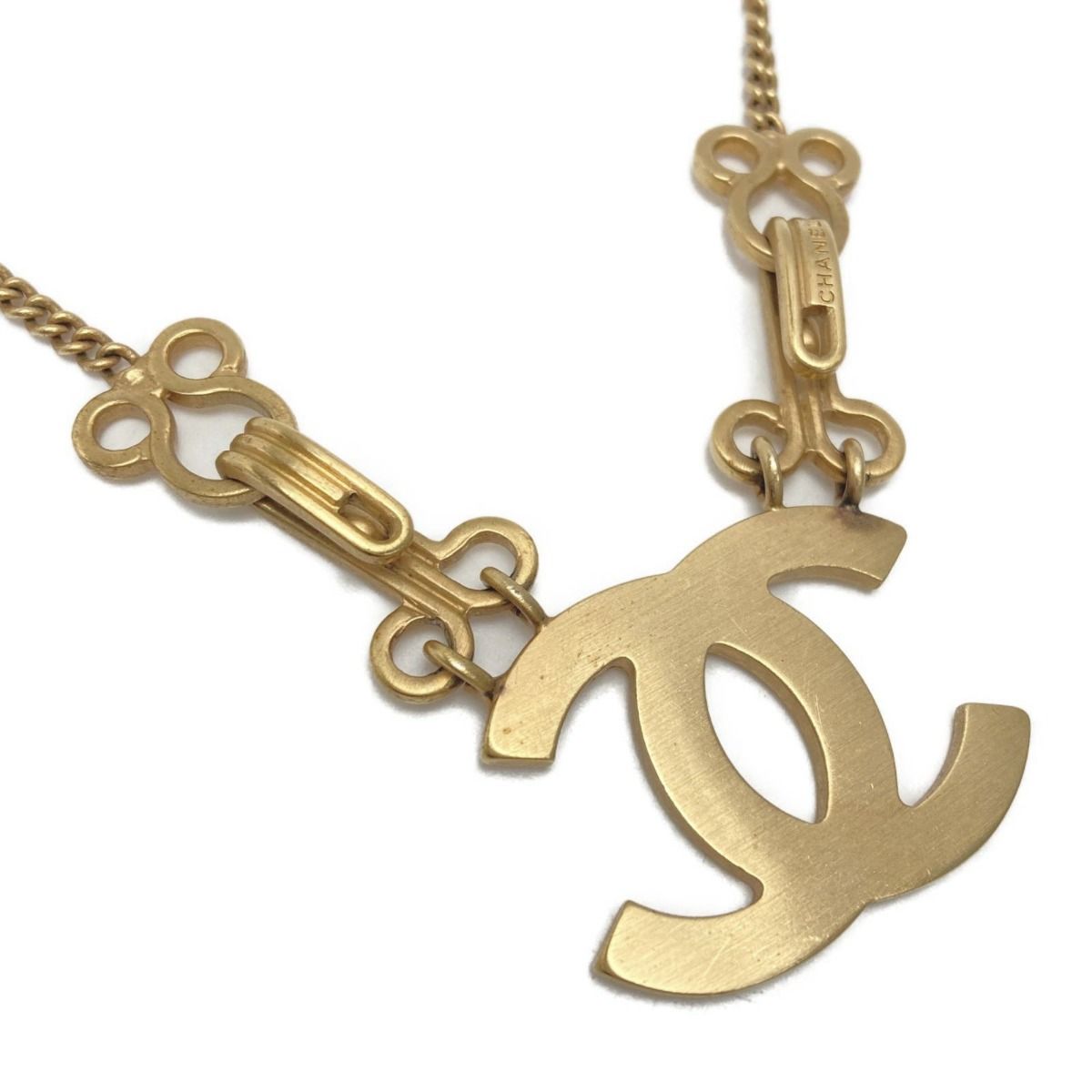 Chanel Cocomark Vintage Necklace GP Pendant with Box