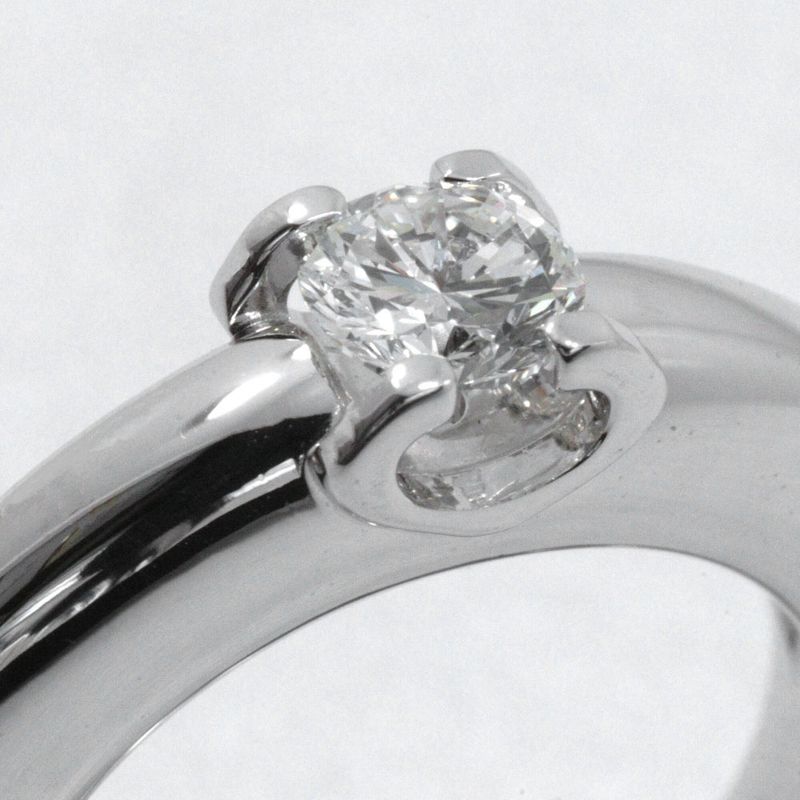 Cartier C De Solitaire 18kwhite Gold With Diamonds #6 Ladies 7.5g Ring