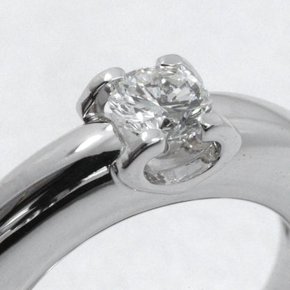 Cartier C De Solitaire 18kwhite Gold With Diamonds #6 Ladies 7.5g Ring