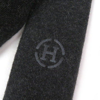 Hermes H Logo Velour Switch Narrow Tie Gray Black Made In France Men's Business
