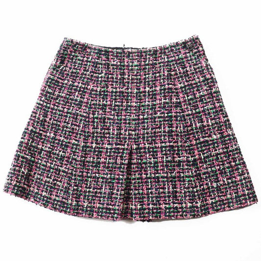 CHANEL P60792 Coco Mark Mixed Tweed Trapeze Skirt 100% Silk Lining Multi 36