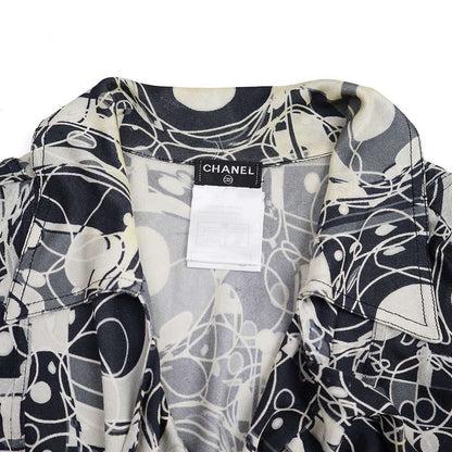 Chanel 2008 Ribbon Neck Silk Sleeveless Top P32886v23237 Black and White 38