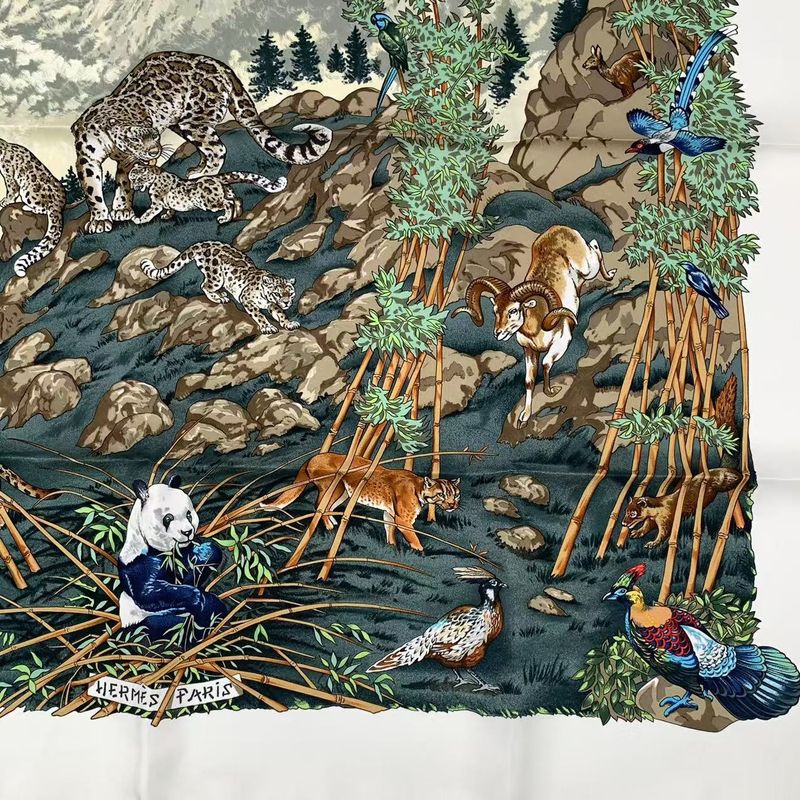 Hermes Carre 90 Sichuan Silk Scarf White With Box