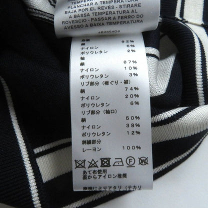 Hermes 24 Year None Order Silk Knit Jacquard Short Sleeve Knit Navy White 38