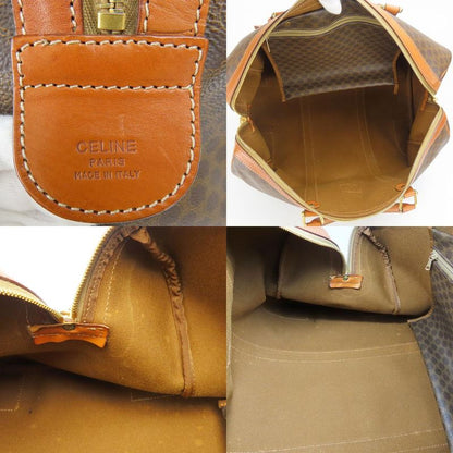 Celine Boston Bag Macadam PVC Leather Brown Gold Hardware Travel Hardware