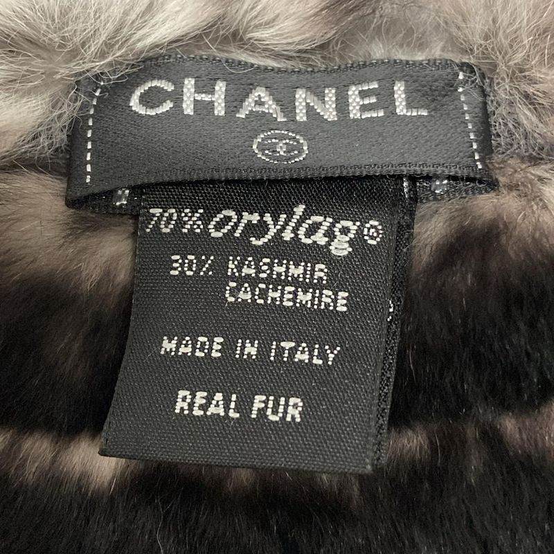 Chanel Scarf - Dark Brown And Ivory Coco Mark Cashmere Fur And Rabbit