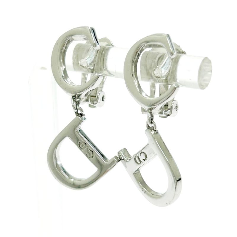 Christian Dior Metal CD Logo Swing Earrings Ladies Silver 489962 Earrings