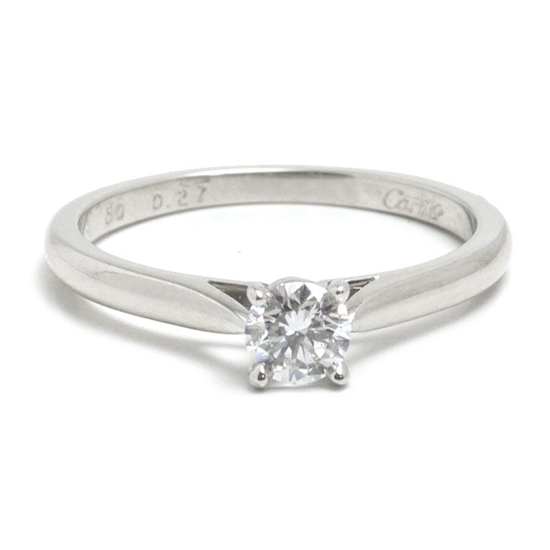 Cartier Solitaire Diamond Ring #50 Pt950 0.27ct