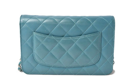 Chanel Chain Wallet Shoulder Bag Long Wallet Clutch Turquoise
