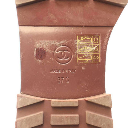 Chanel Pearl Chain Lace-Up Leather Boots G33188 Burgundy 37