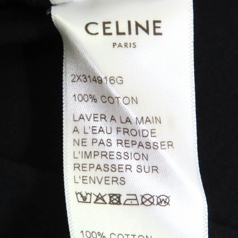 Celine 2x314916g 100% Cotton Logo Crew Neck Short Sleeve T-shirt Black White S