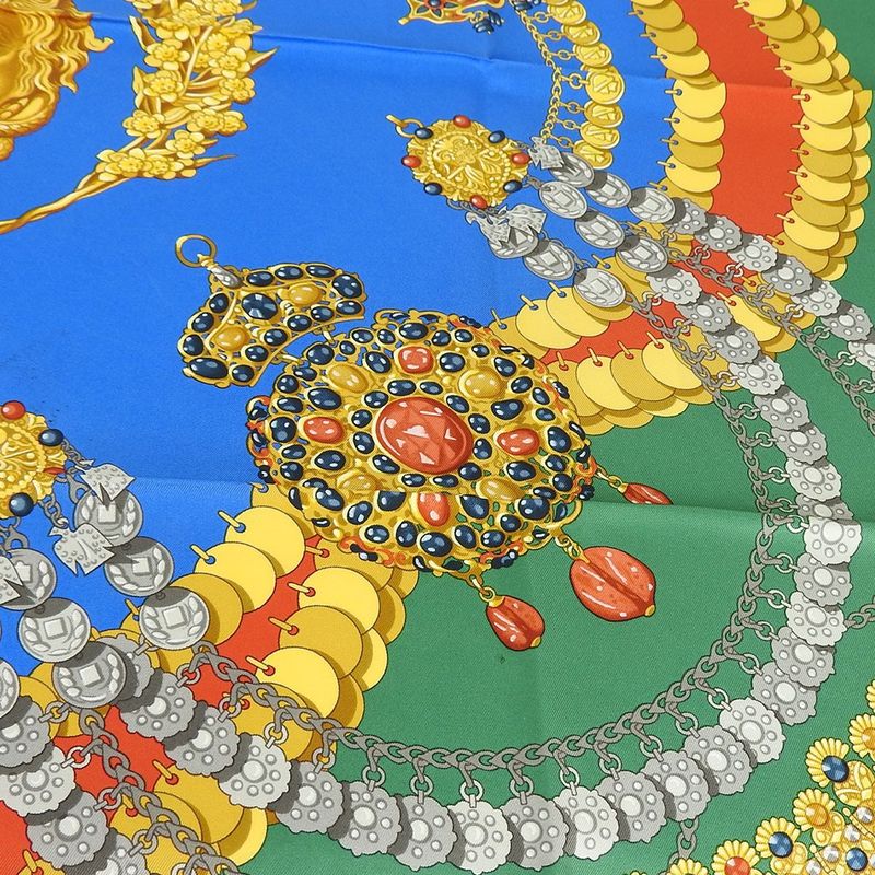 Hermes Scarf Carre 90 Silk 100% Kosmima Universe Blue Green Red Women Hermes