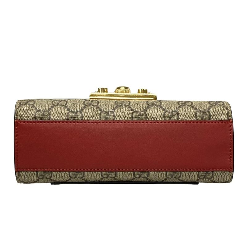 Gucci Shoulder Bag Padlock GG Small 409487 Dark Brown X Red X Multi Chain