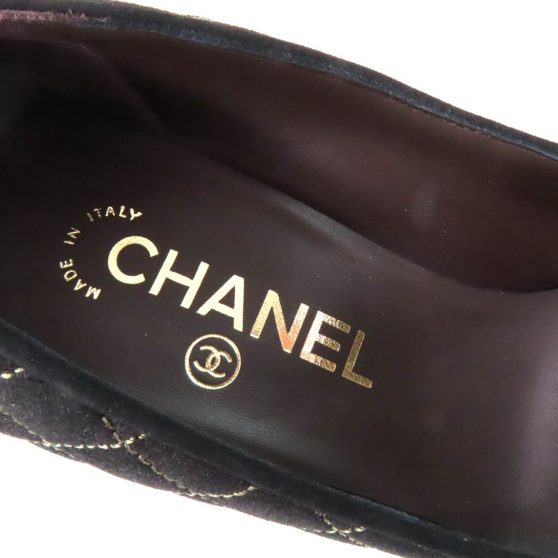 CHANEL G28759 Coco Mark Matelasse Quilted Pumps Black 36.5 With Box And Storage