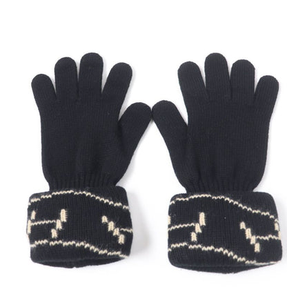 Hermes Margiela Period 100% Cashmere H Embroidered Knit Gloves Black SM Made In