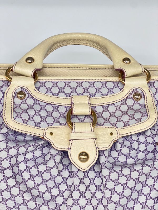 Celine Handbag Macadam Pattern Purple White 33bs140