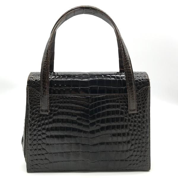 Gucci Croco Logo Vintage Hand Bag Brown