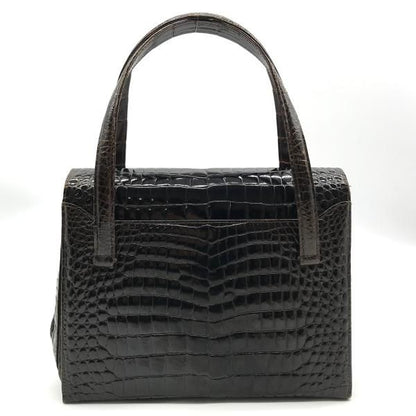 Gucci Croco Logo Vintage Hand Bag Brown