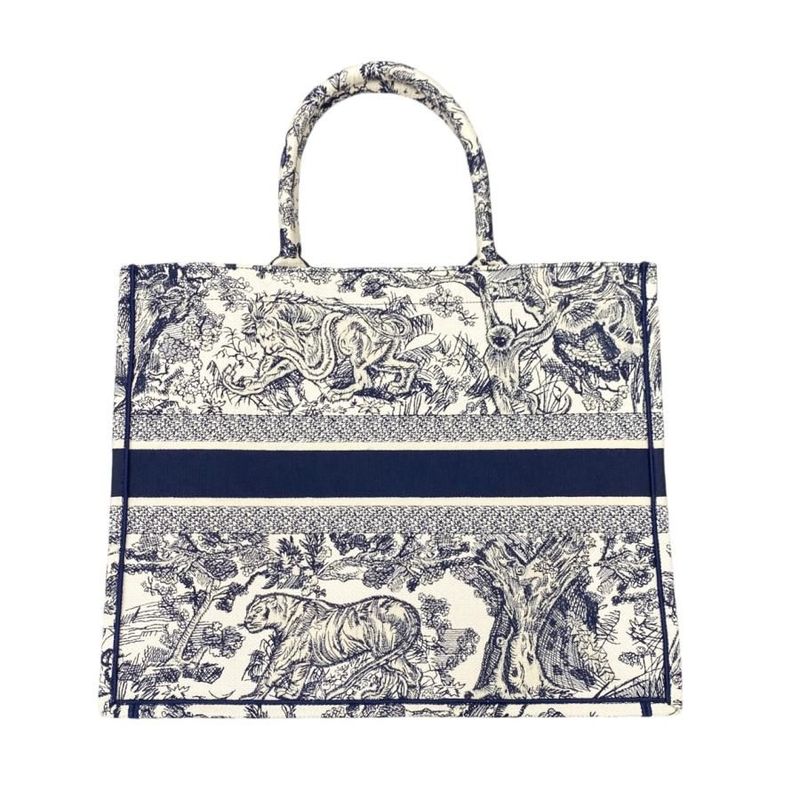 Christian Dior Tote Book Tote Large M1286ztdt Toile de Jouy White Navy Christian