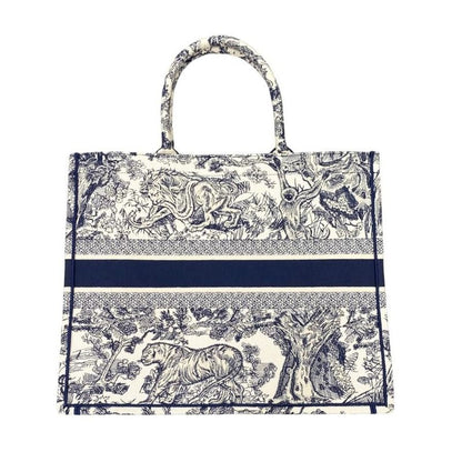 Christian Dior Tote Book Tote Large M1286ztdt Toile de Jouy White Navy Christian