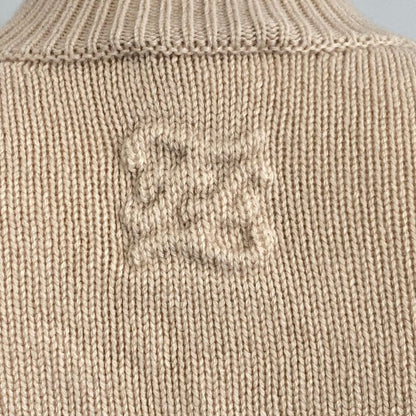 Fendi Sweater Knit Long Sleeves Logo Beige