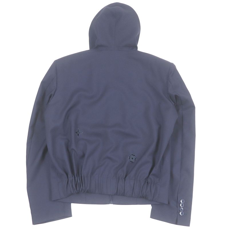 Louis Vuitton 100% Wool LV Icon Motif Zip Hoodie Blouson Navy 46 Made In Italy