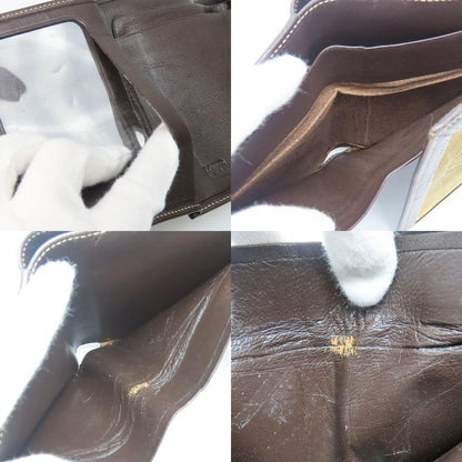 Loewe Trifold Wallet Suede Leather Khaki Brown Gold Hardware Anagram Clasp